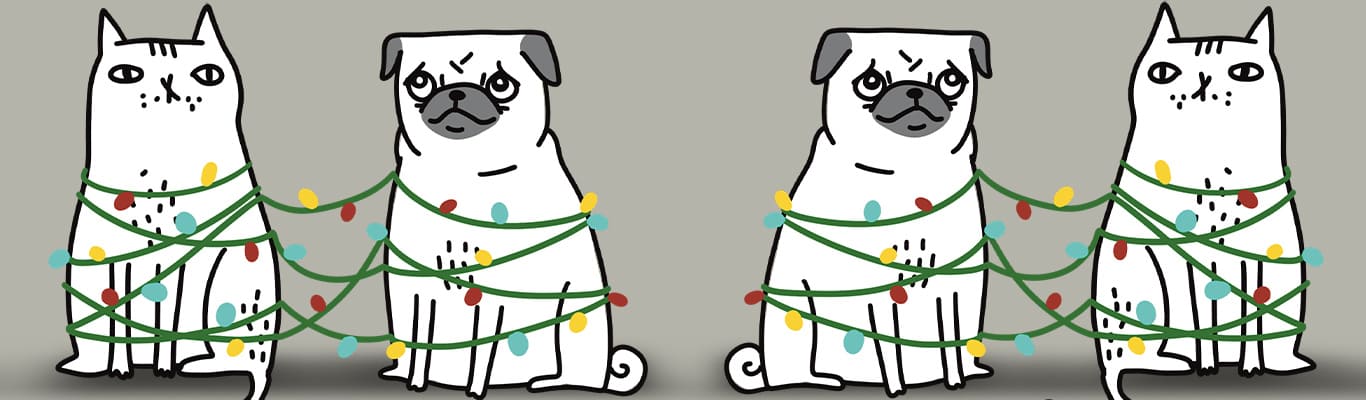 Christmas cat and dog print banner for X-mas collection