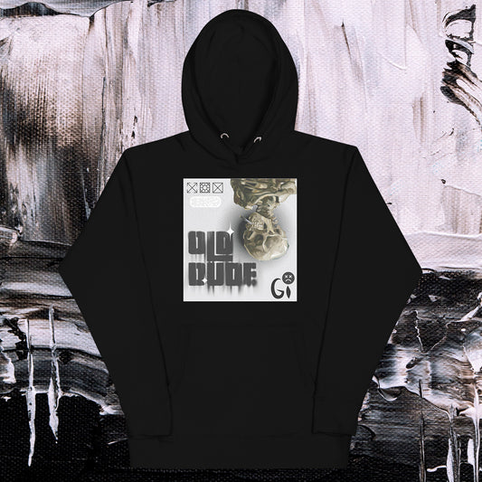 black unisex premium cotton hoodie with skull