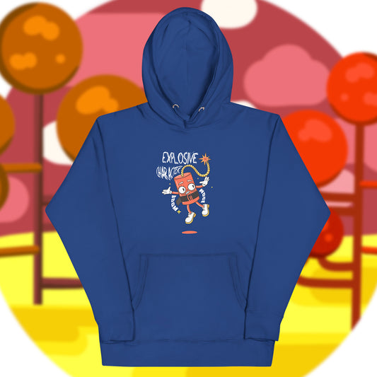royal blue unisex premium cotton hoodie with dynamite character