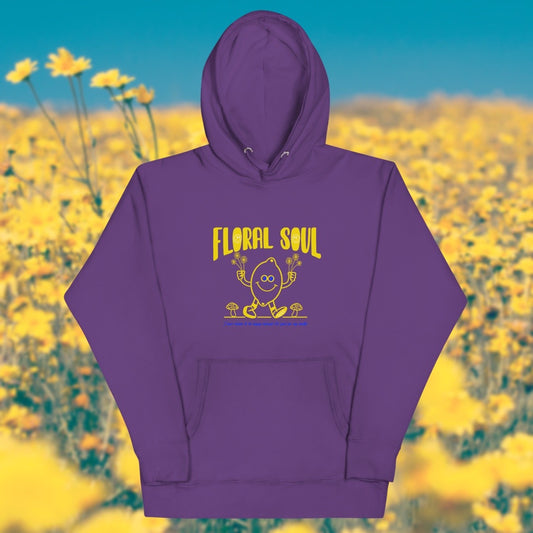 purple unisex premium cotton hoodie floral soul