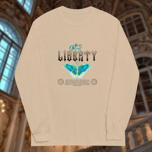 sand unisex long sleeve with butterfly print
