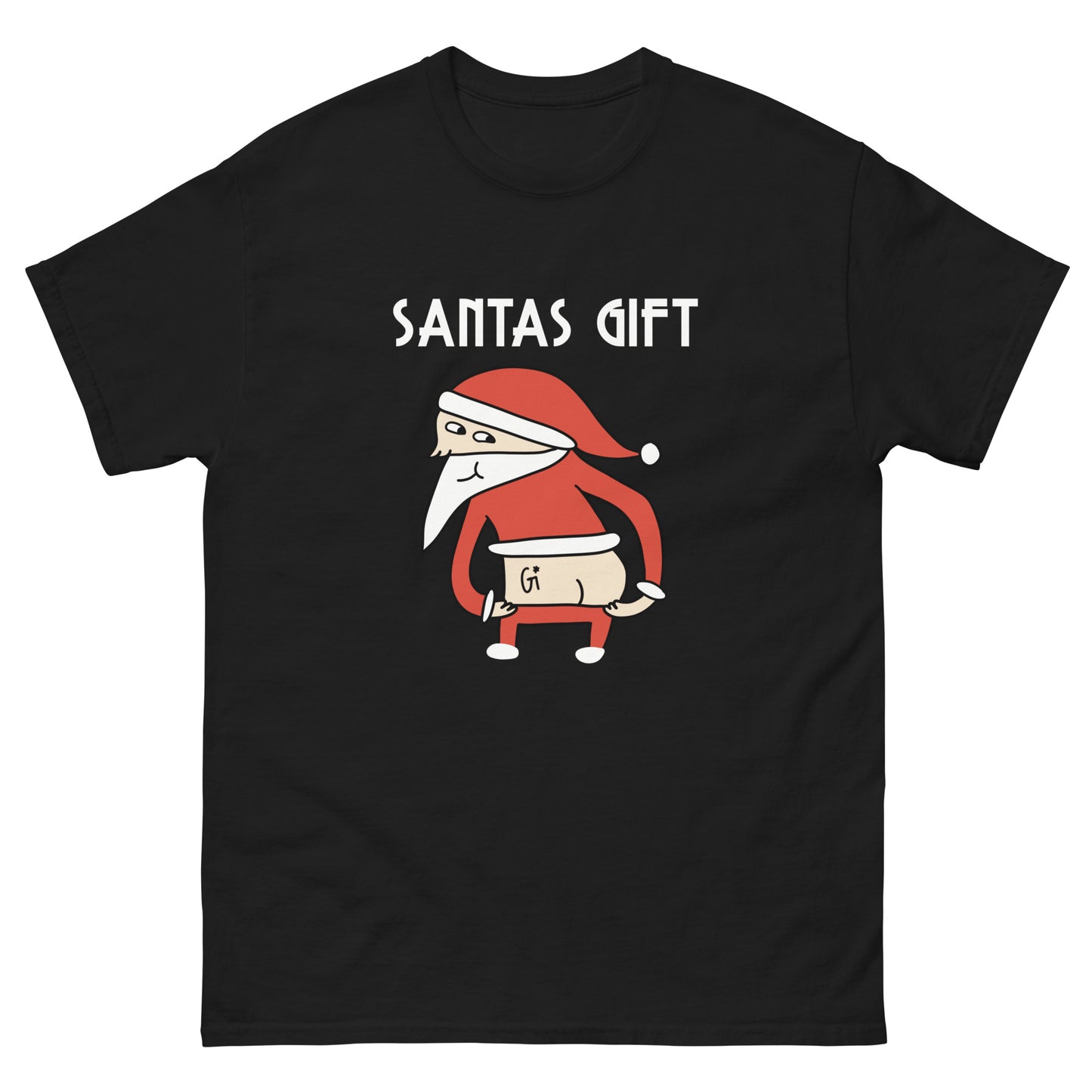 black color cotton t shirt with Santa's ass