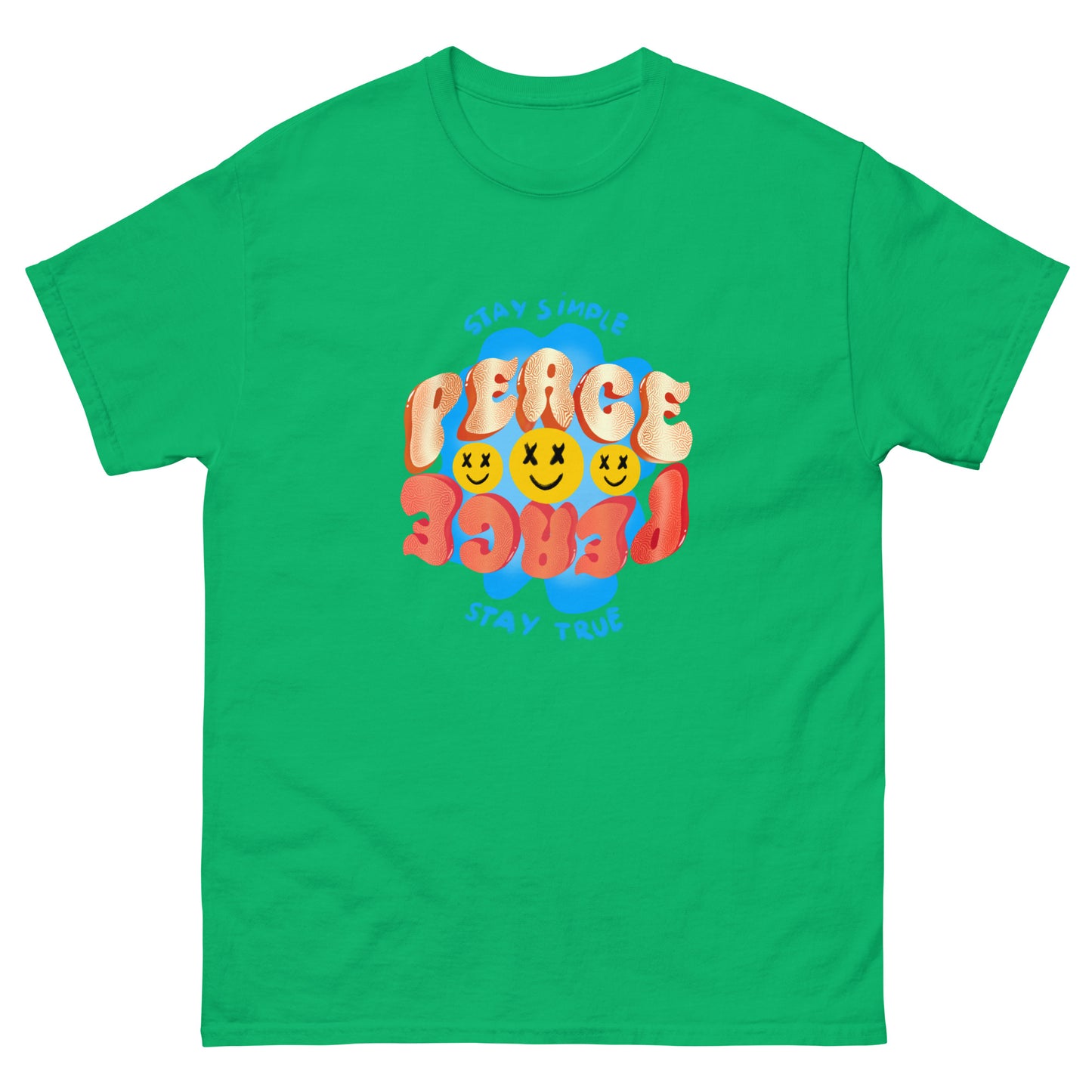 irish green color cotton t shirt with colorful print