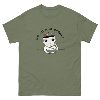 military green color cotton t shirt with dream boy
