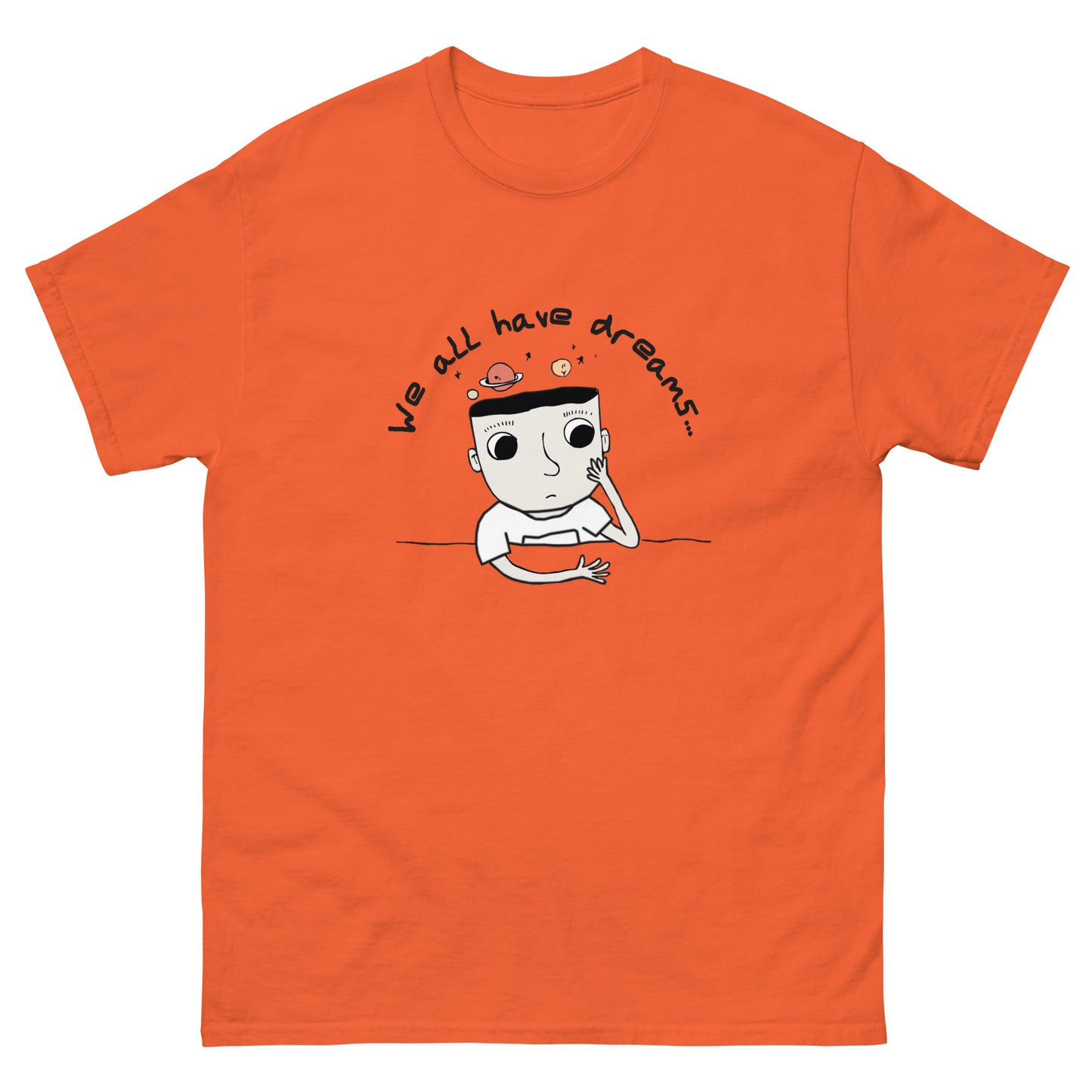 orange color cotton t shirt with dream boy