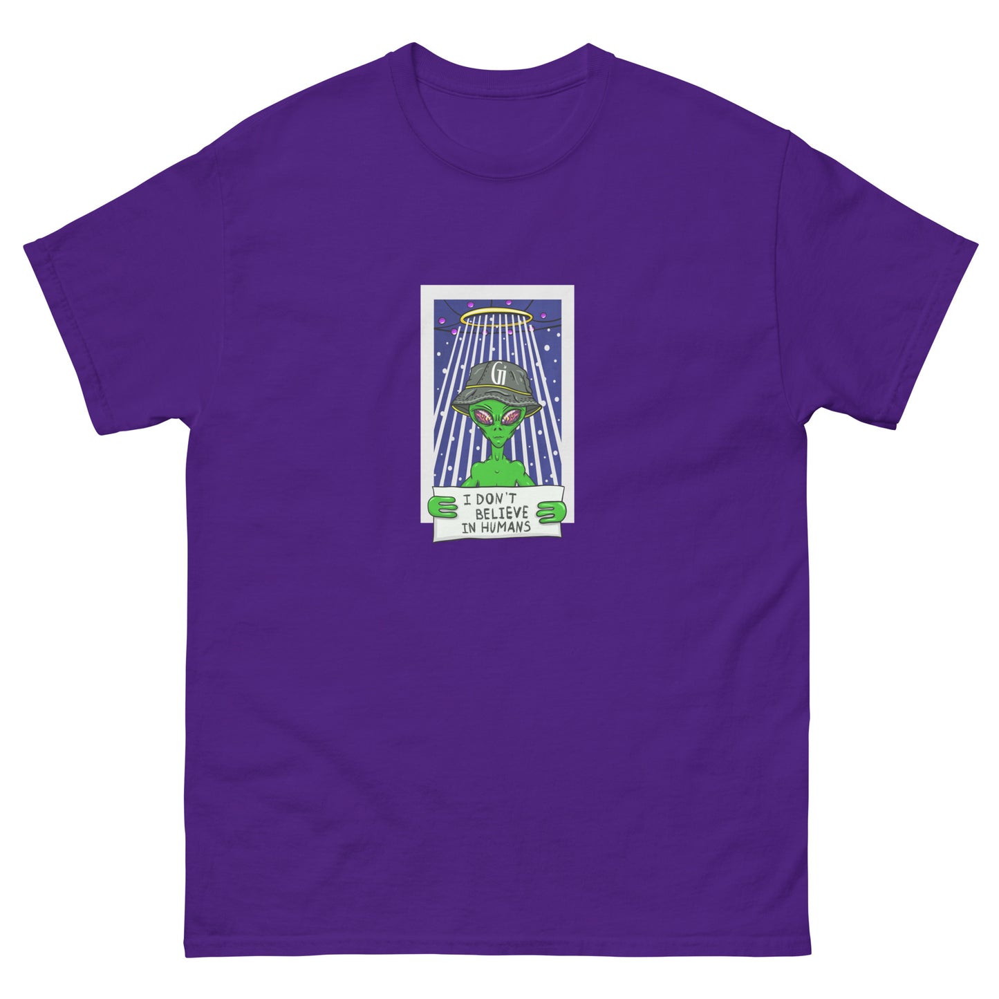 purple color cotton t shirt with stylish alien