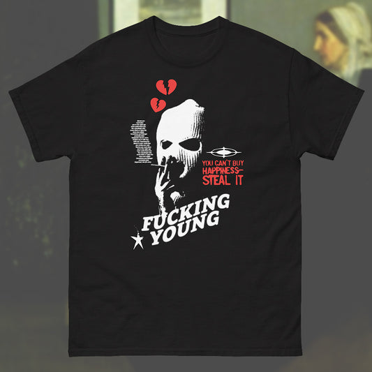 black color cotton t shirt with gangster mask